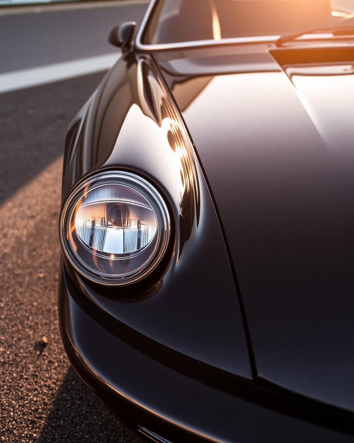 Detailed Porsche at sunset