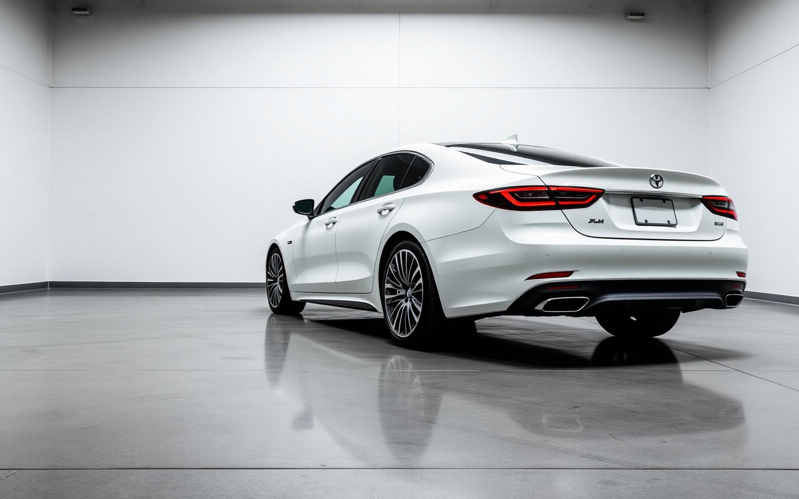 White luxury sedan in studio